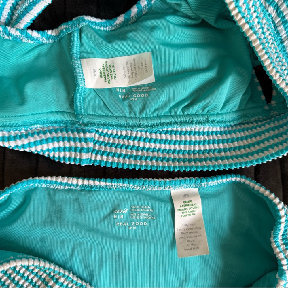 Aerie Crinkle Stripe Bikini Set (Medium) - Picture 3 of 4